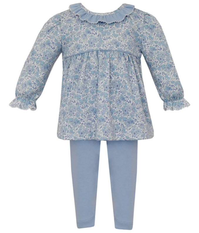 Blue Floral Knit Legging Set - petit bébé