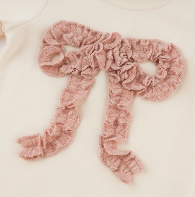 Blush Ruffle Bow Footie Pant Set