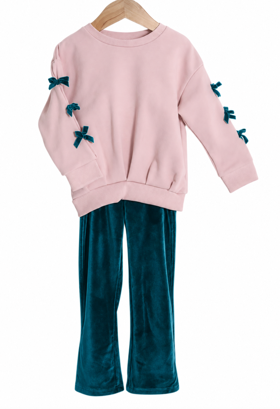 Blush & Teal Velour Pant Set - Emma Jean