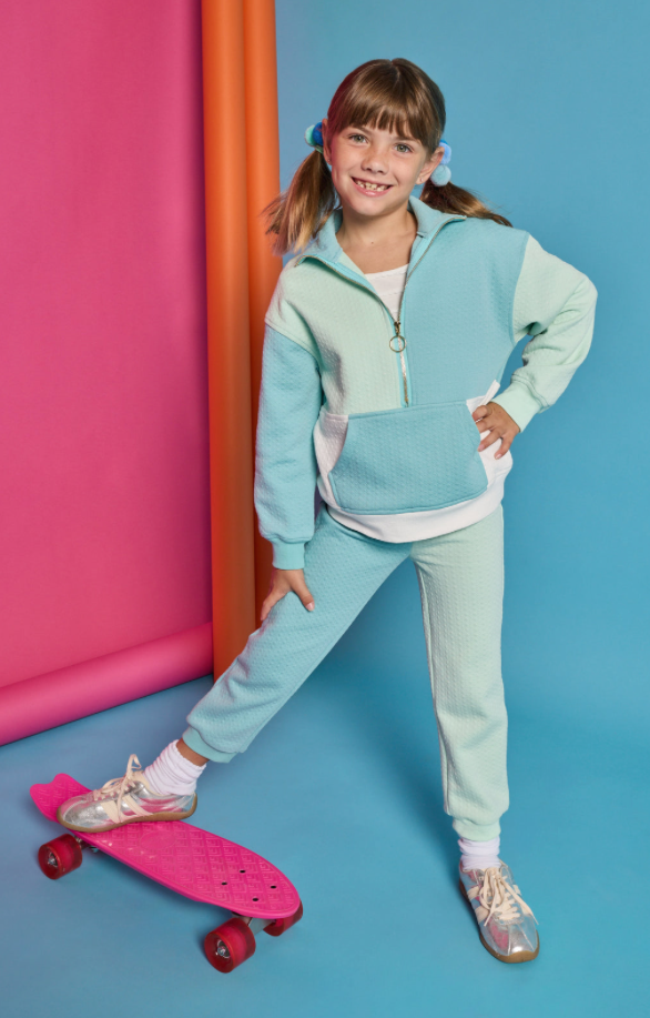 Blue & Mint Color Block Jogger Set - BISBY