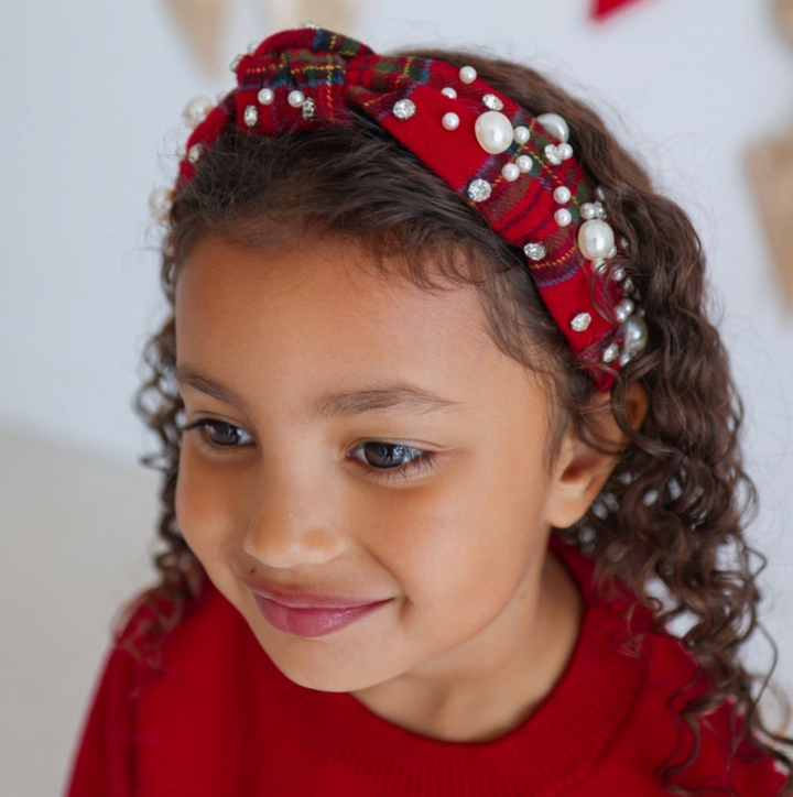 Christmas Tartan Pearl Headband - Sweet Wink