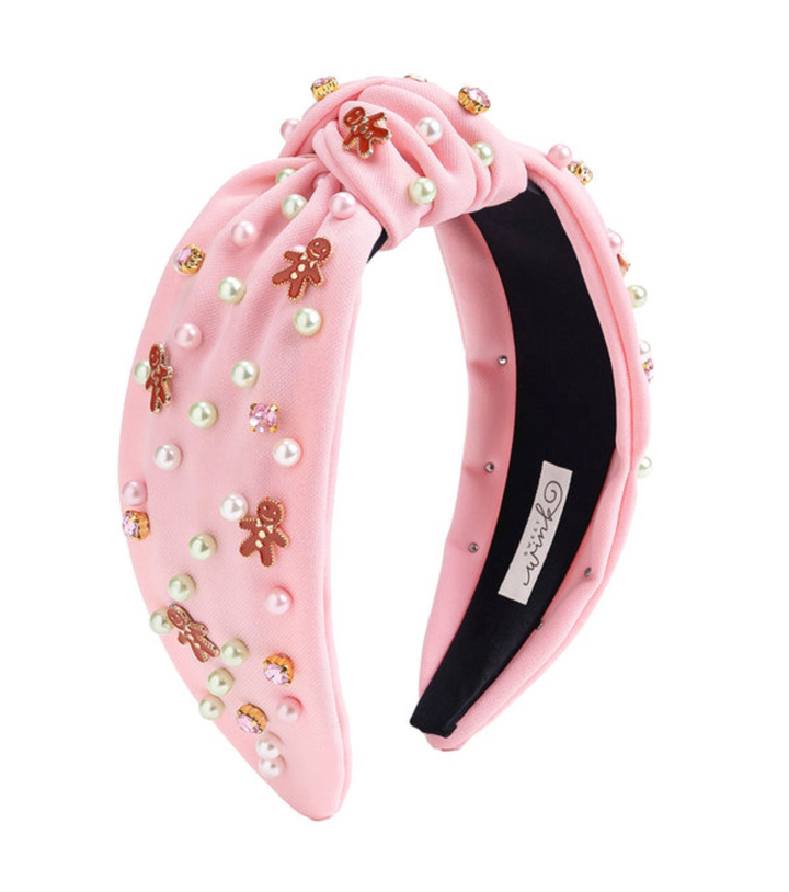 Pink Christmas Gingerbread Gemstone Headband - Sweet Wink