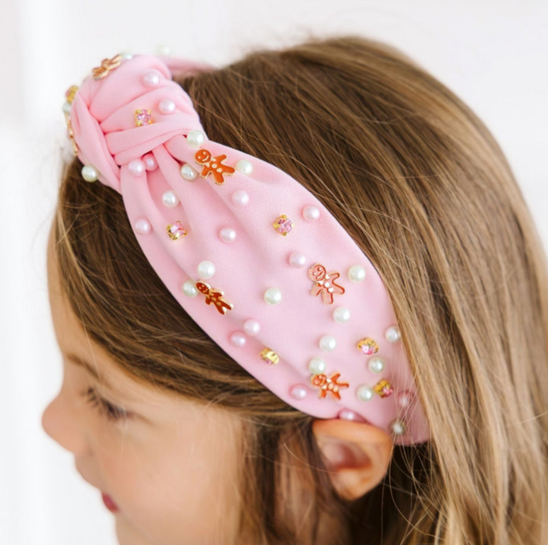 Pink Christmas Gingerbread Gemstone Headband - Sweet Wink