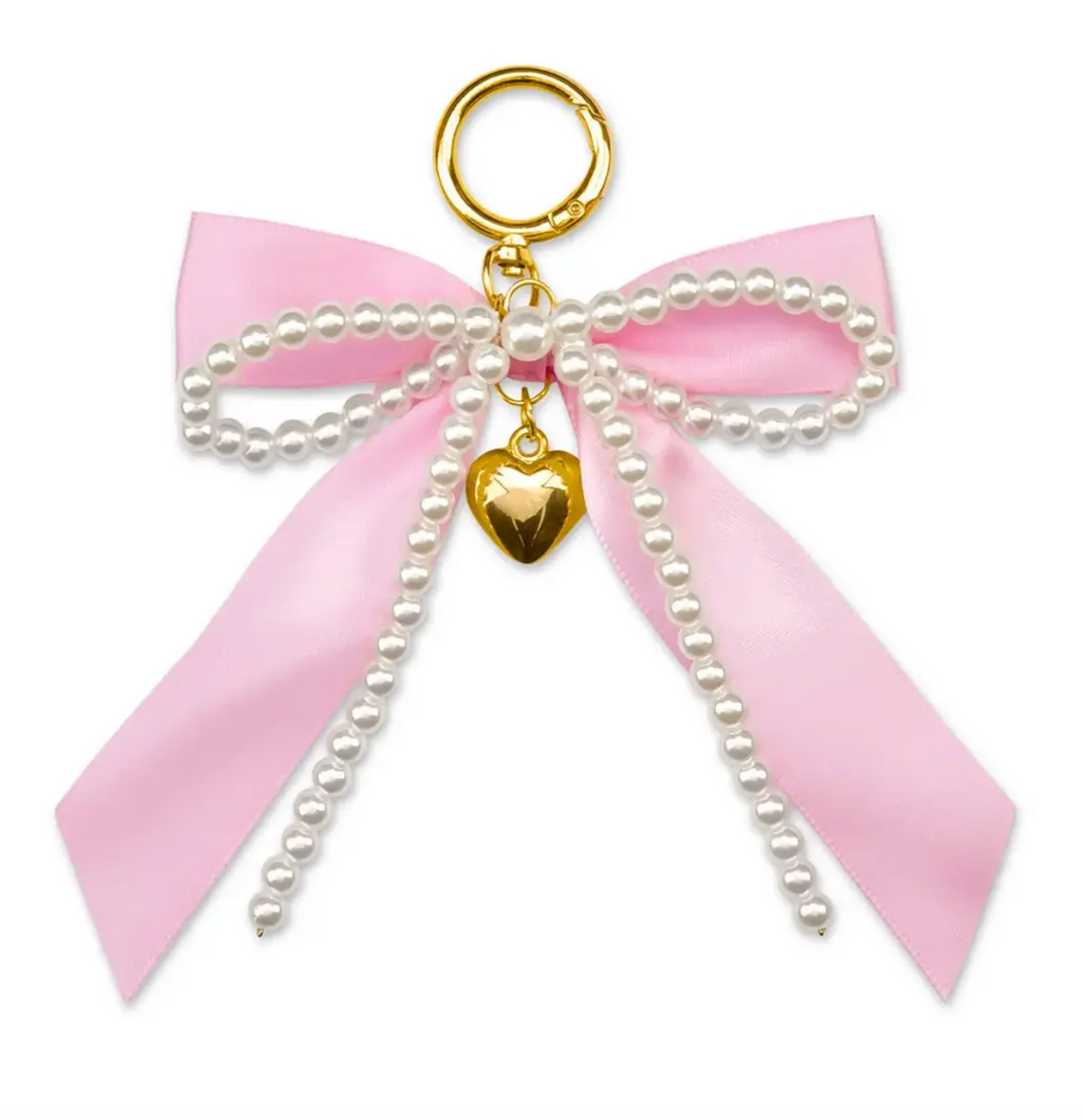 Pink Bow & Pearls Bag Charm