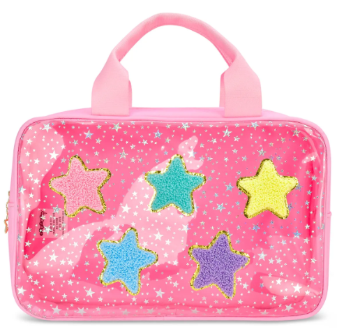 Pink Star Large Cosmetic Bag