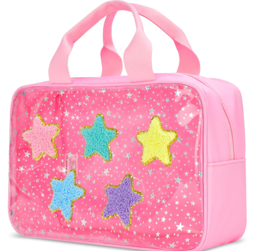 Pink Star Large Cosmetic Bag