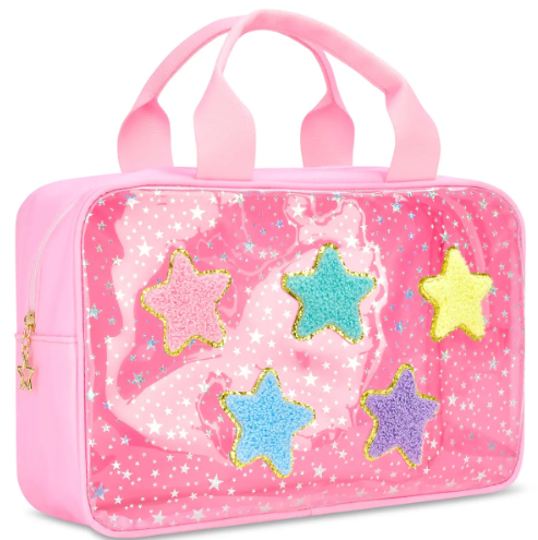 Pink Star Large Cosmetic Bag