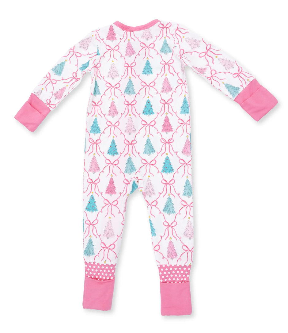 Pink Bow Trellis Tree Convertible Romper - Angel Dear