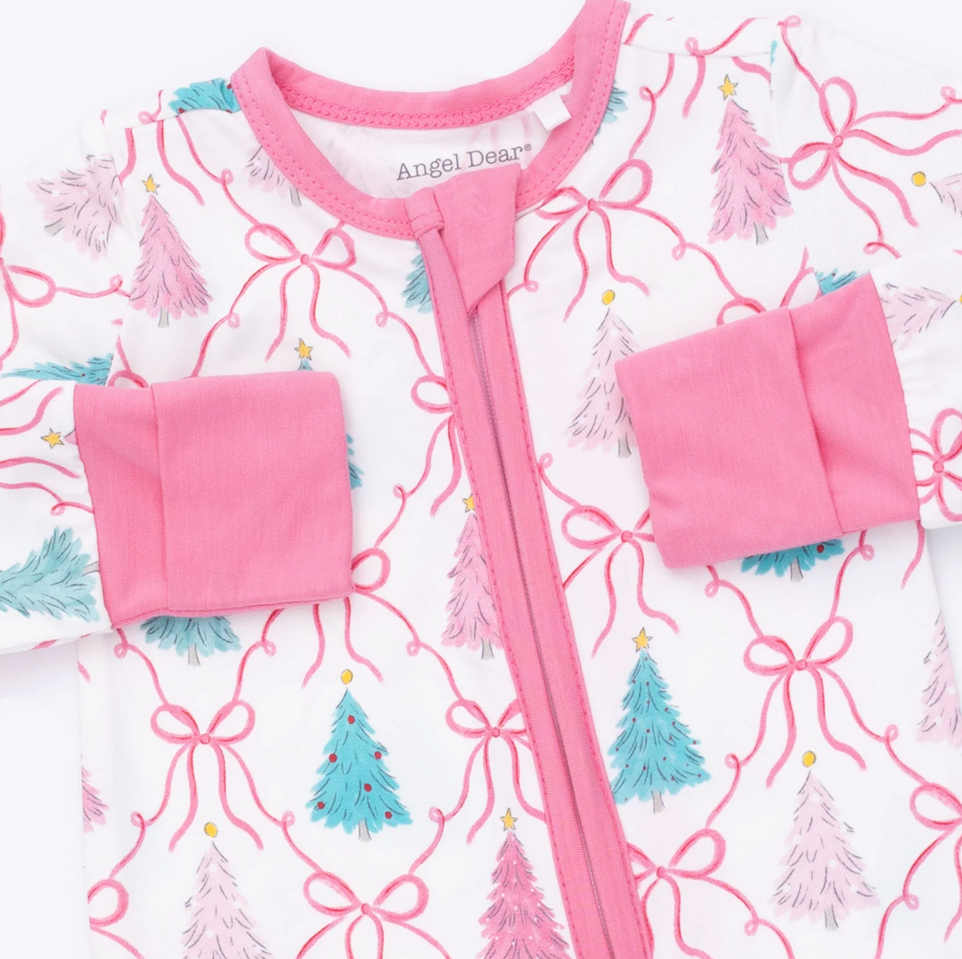 Pink Bow Trellis Tree Convertible Romper - Angel Dear