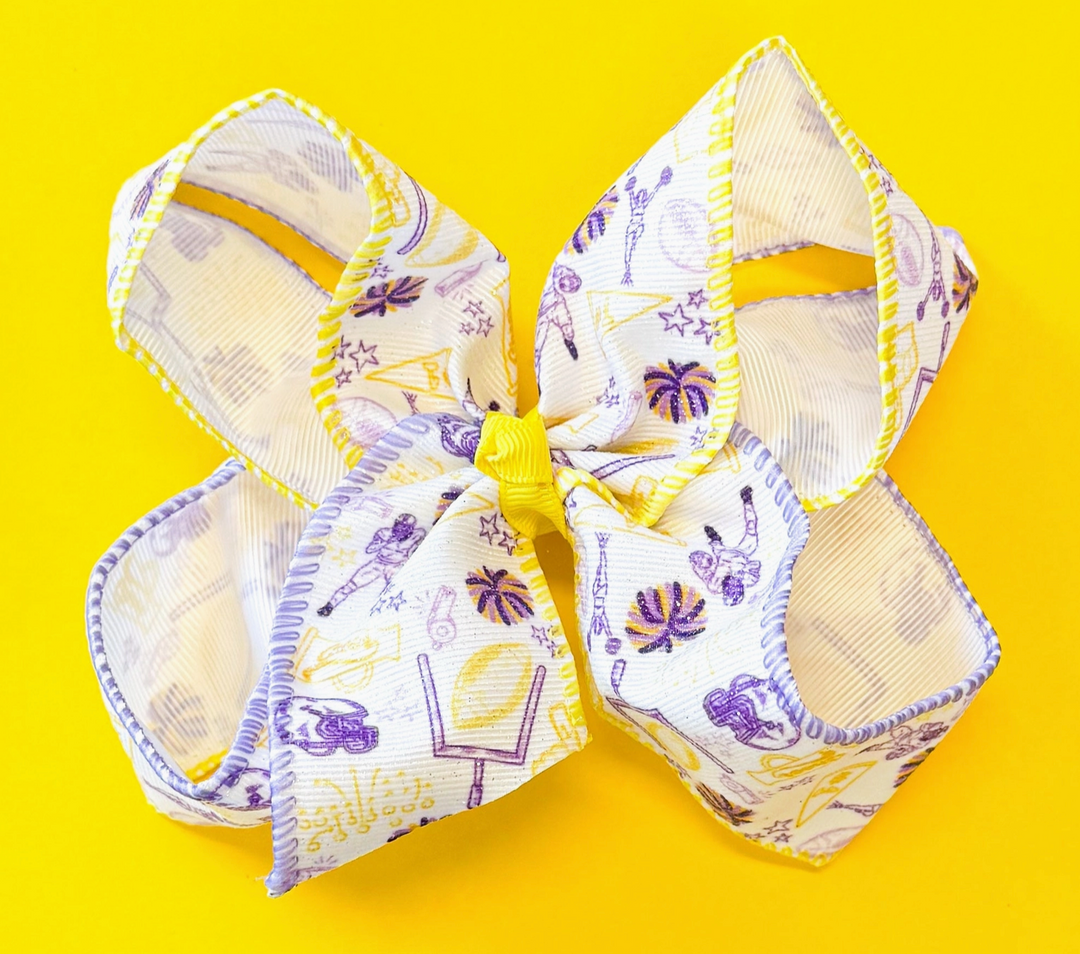 Glitter Purple & Gold Spirit Bow