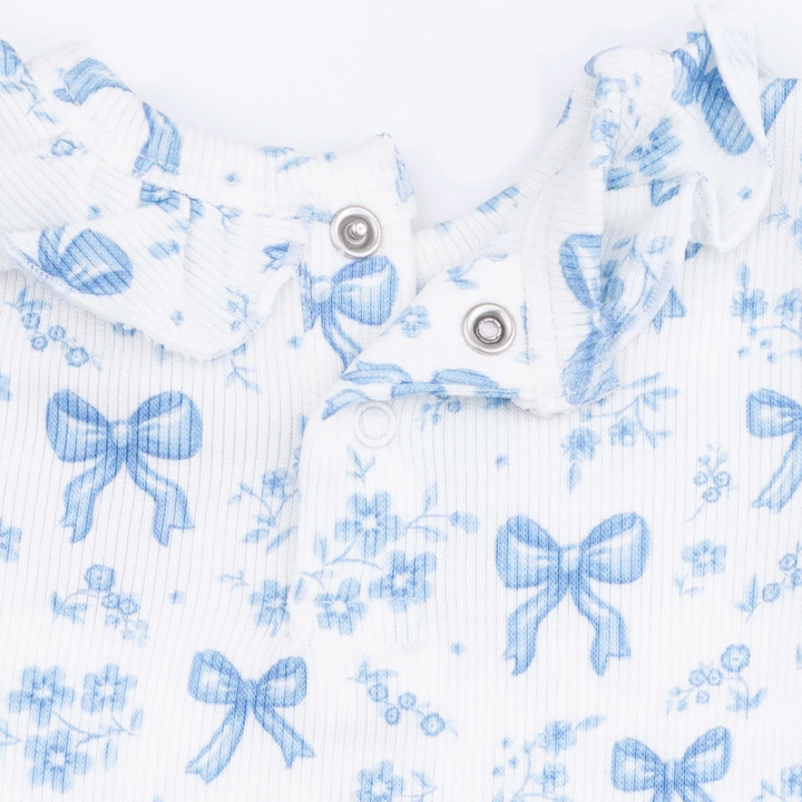 Blue Bows and Flowers Long Sleeve Ruffle Top and Pant Set - Angel Dear