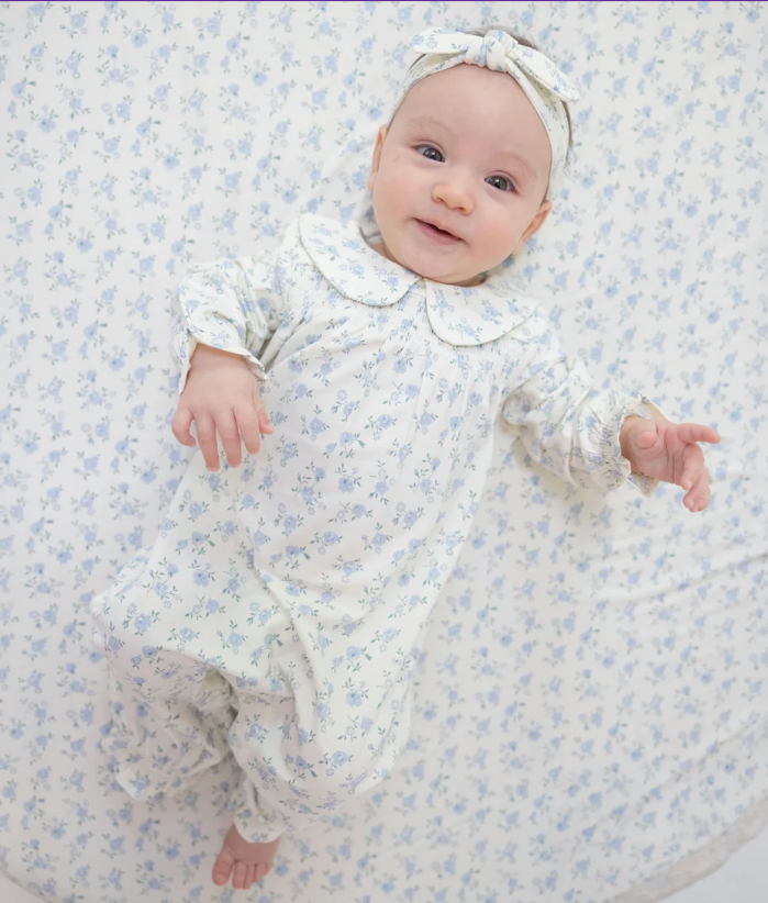 Blue Rose Briar Smocked Romper - Angel Dear