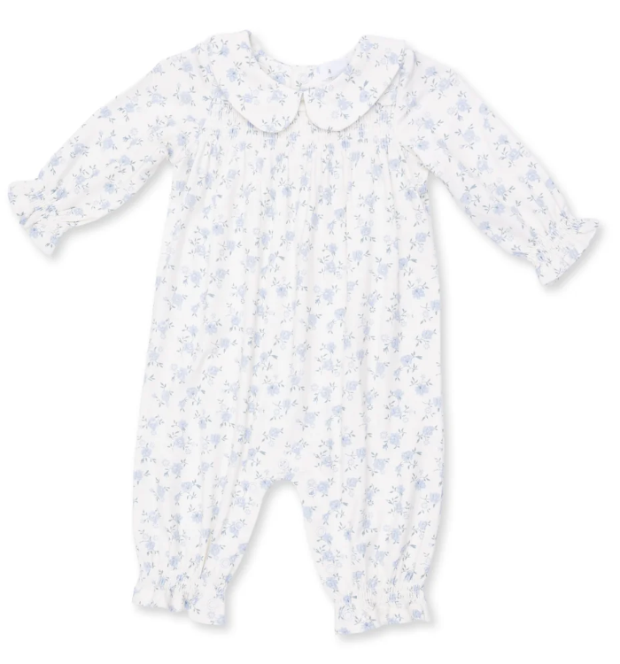 Blue Rose Briar Smocked Romper - Angel Dear