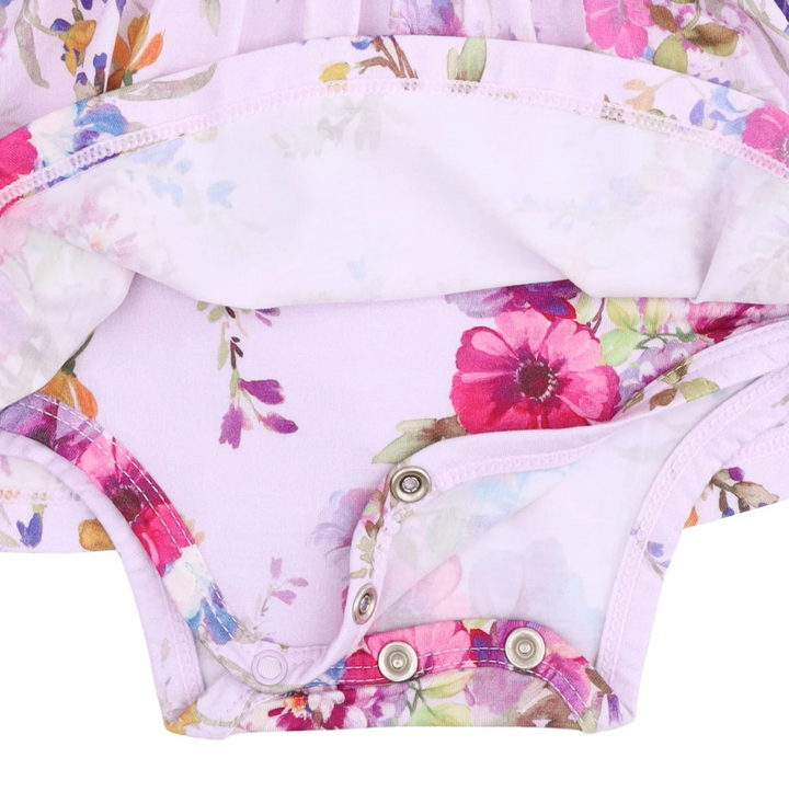 Purple Dahlia Floral Bodysuit Dress - Angel Dear