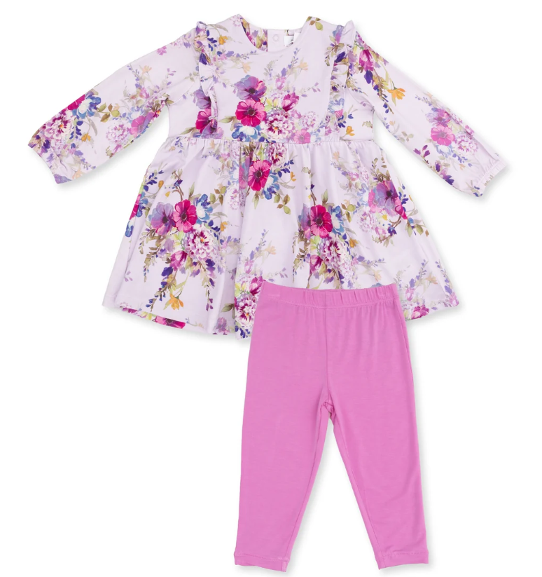 Purple Dahlia Floral Dress & Legging Set - Angel Dear