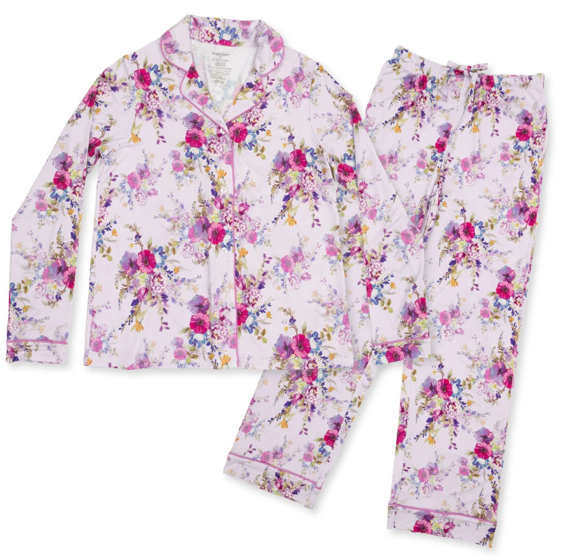 Purple Dahlia Floral Women's Bamboo Pajama Set - Angel Dear