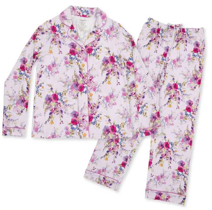 Purple Dahlia Floral Women's Bamboo Pajama Set - Angel Dear