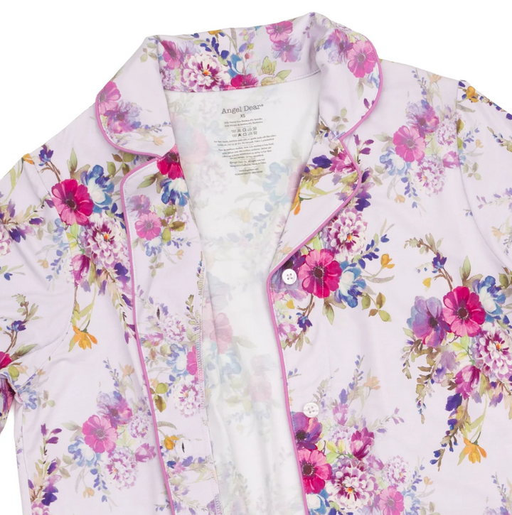 Purple Dahlia Floral Women's Bamboo Pajama Set - Angel Dear