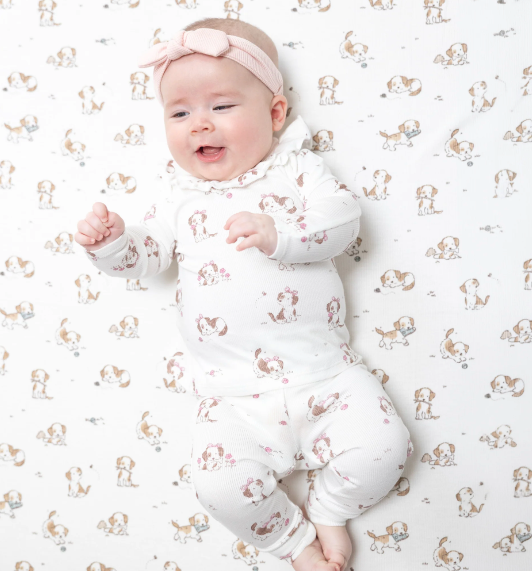 Explorer Puppy Pink Long Sleeve Ruffle Top & Pant Set - Angel Dear