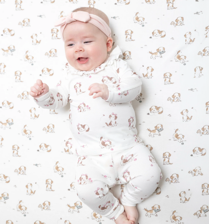 Explorer Puppy Pink Long Sleeve Ruffle Top & Pant Set - Angel Dear