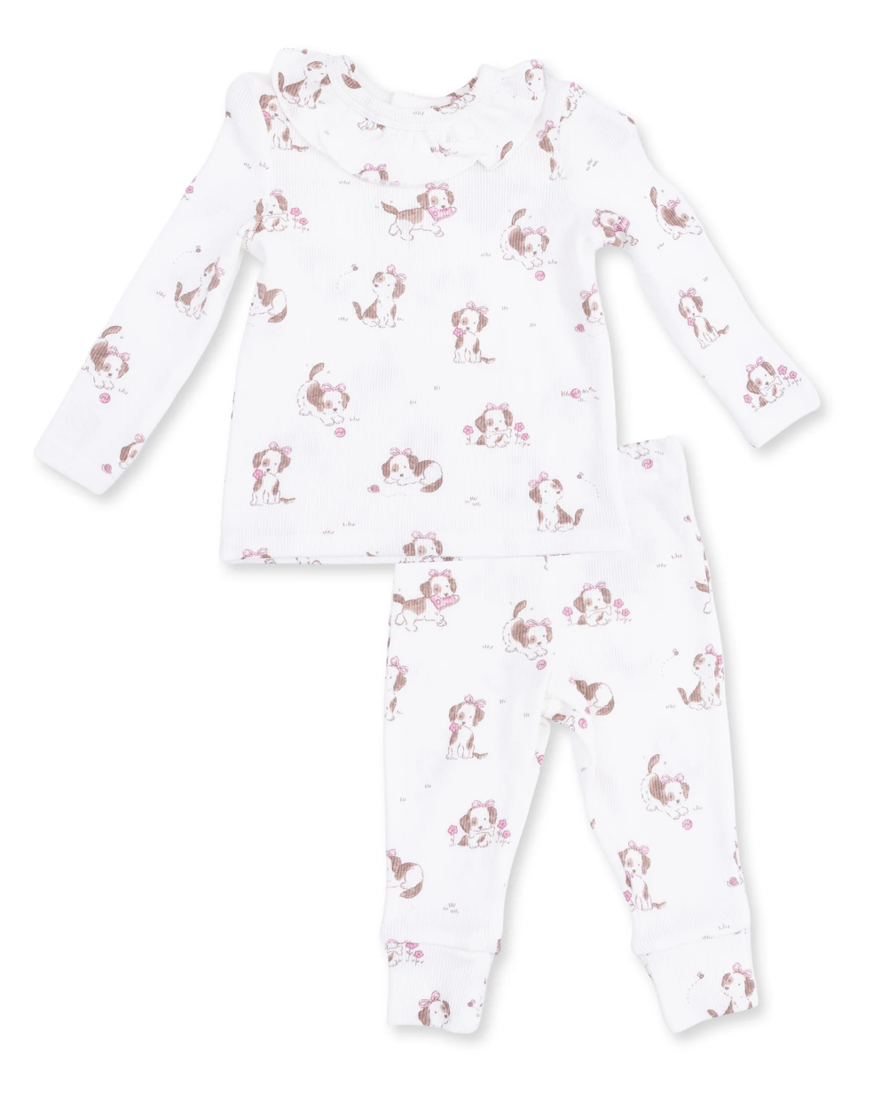 Explorer Puppy Pink Long Sleeve Ruffle Top & Pant Set - Angel Dear