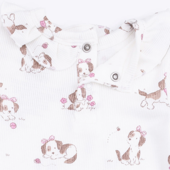 Explorer Puppy Pink Long Sleeve Ruffle Top & Pant Set - Angel Dear