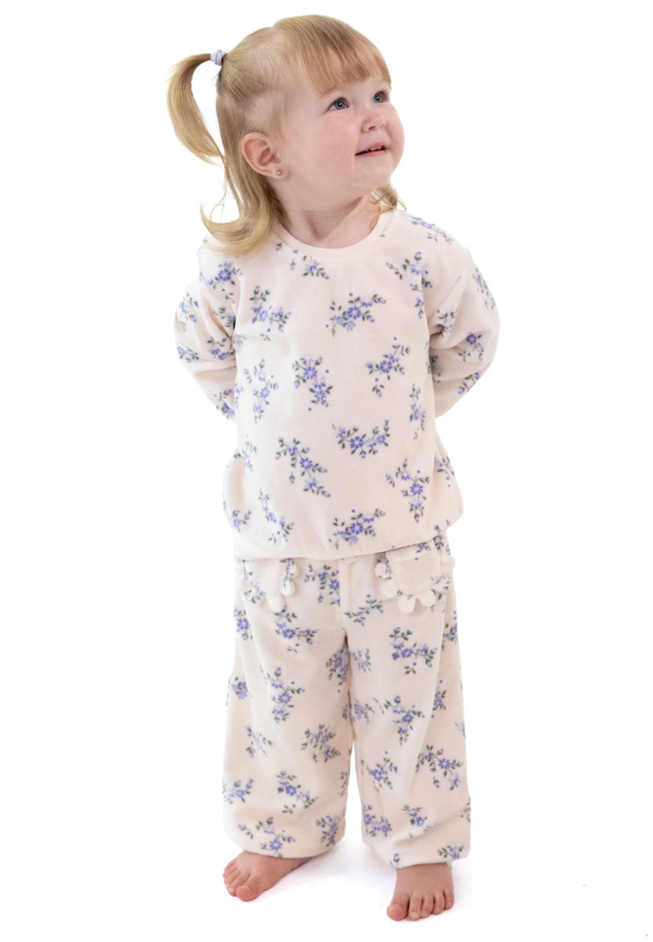 Sweet Floral Velour Oversized Sweatshirt and Wide Leg Pant - Angel Dear