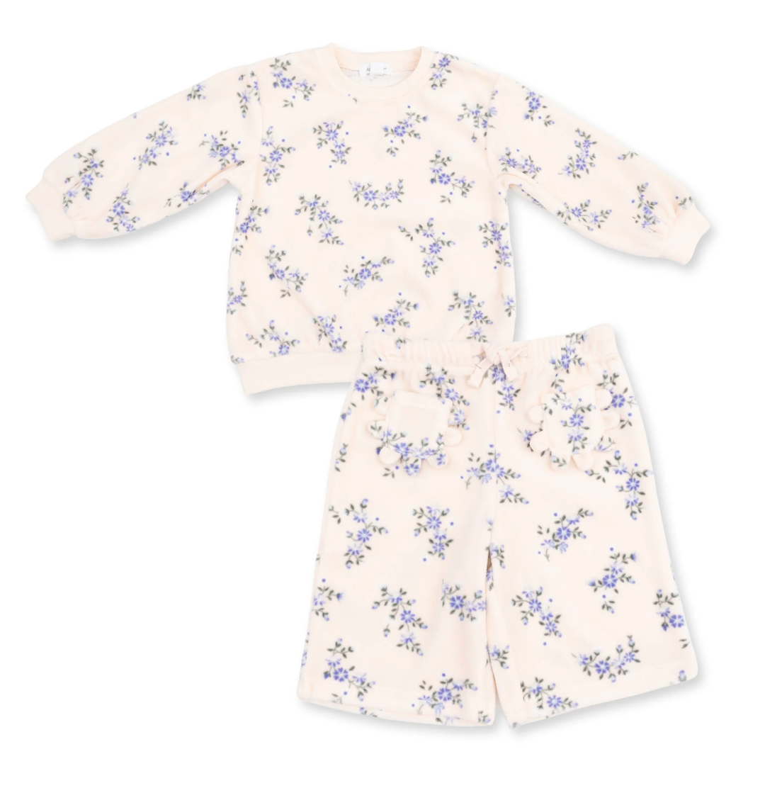 Sweet Floral Velour Oversized Sweatshirt and Wide Leg Pant - Angel Dear