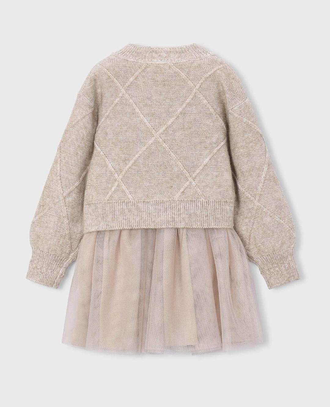 Girls Mixed Knit Dress With Bows - Mayoral