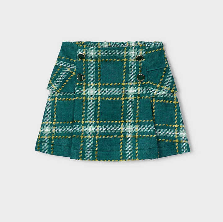 Green Plaid Faux Suede Skirt - Mayoral