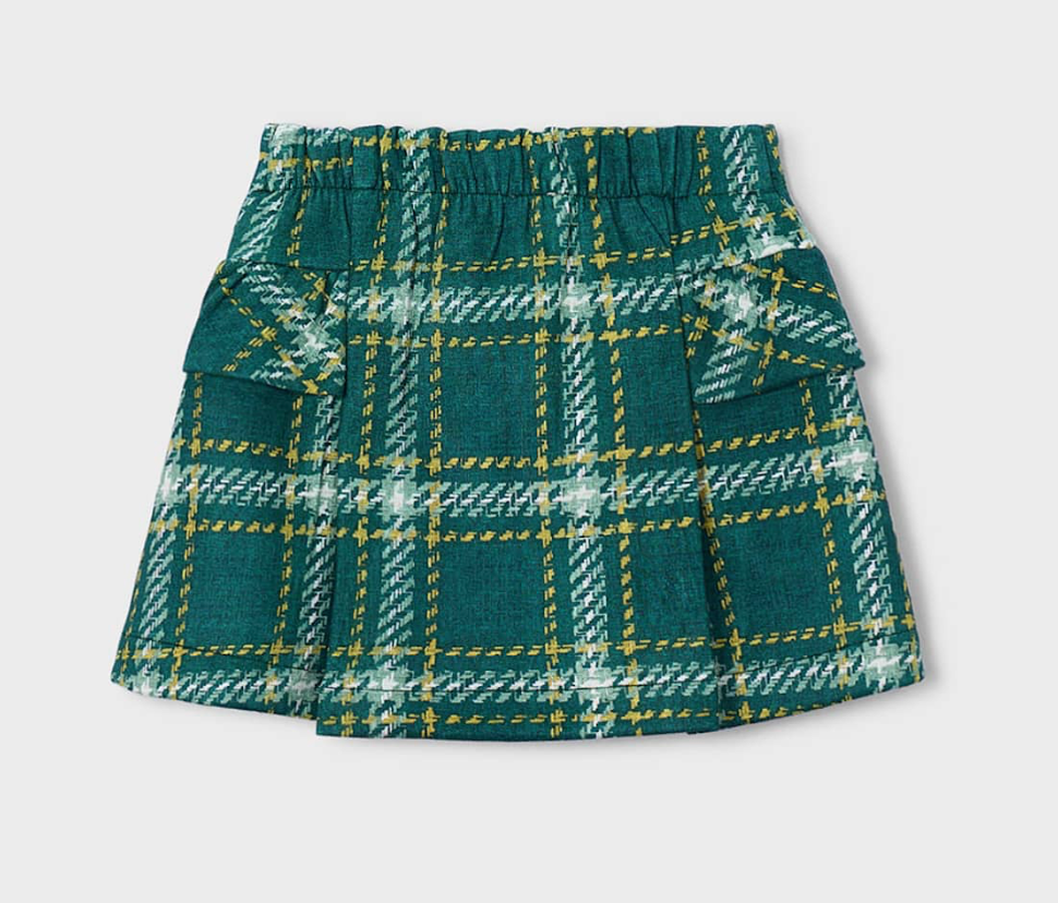 Green Plaid Faux Suede Skirt - Mayoral