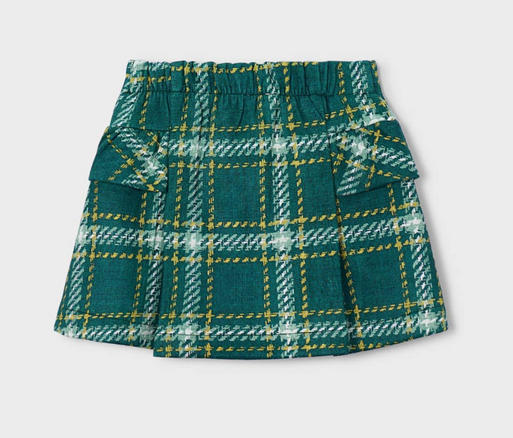 Green Plaid Faux Suede Skirt - Mayoral