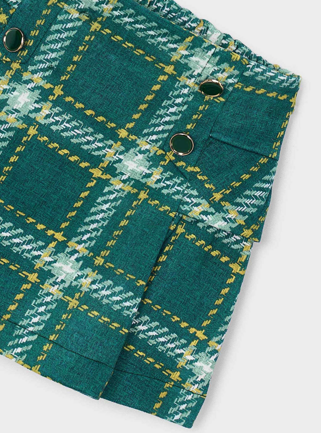 Green Plaid Faux Suede Skirt - Mayoral