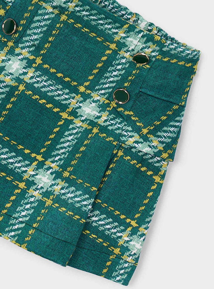 Green Plaid Faux Suede Skirt - Mayoral