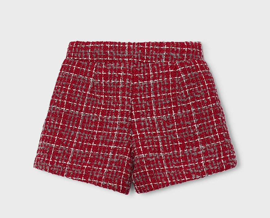 Red Plaid Tweed Shorts - Mayoral