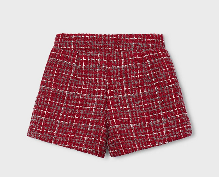 Red Plaid Tweed Shorts - Mayoral
