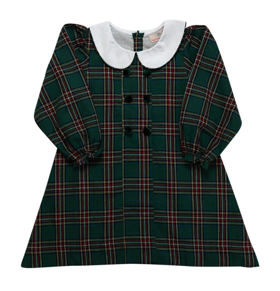 Green Christmas Tartan Dress - Smockingbird