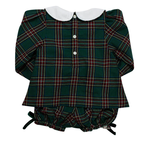 Green Christmas Tartan Bloomer Set - Smockingbird