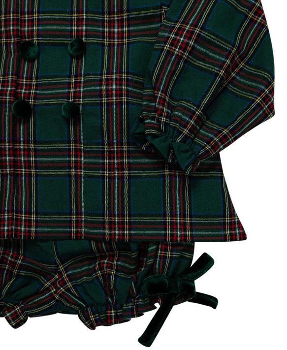Green Christmas Tartan Bloomer Set - Smockingbird