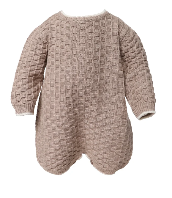 Taupe Basketweave Knit Romper - Cuclie