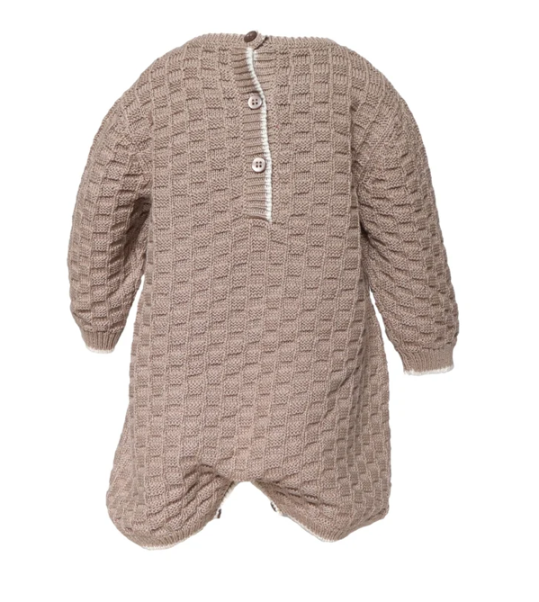 Taupe Basketweave Knit Romper - Cuclie