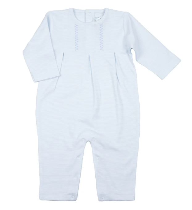 Blue Mini Stripe Pima Romper - Cuclie