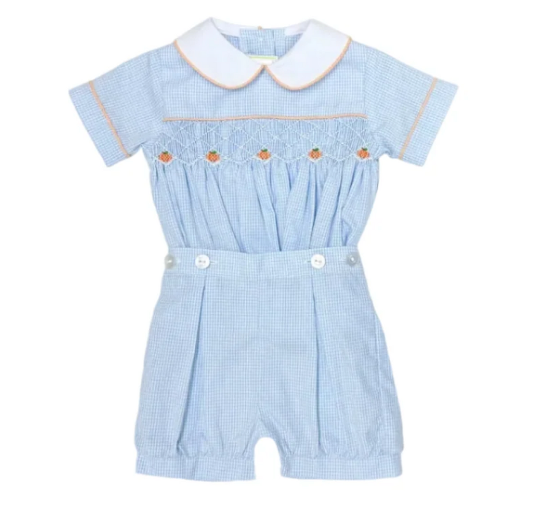 Smocked Pumpkin Shorts Set - Zuccini Kids