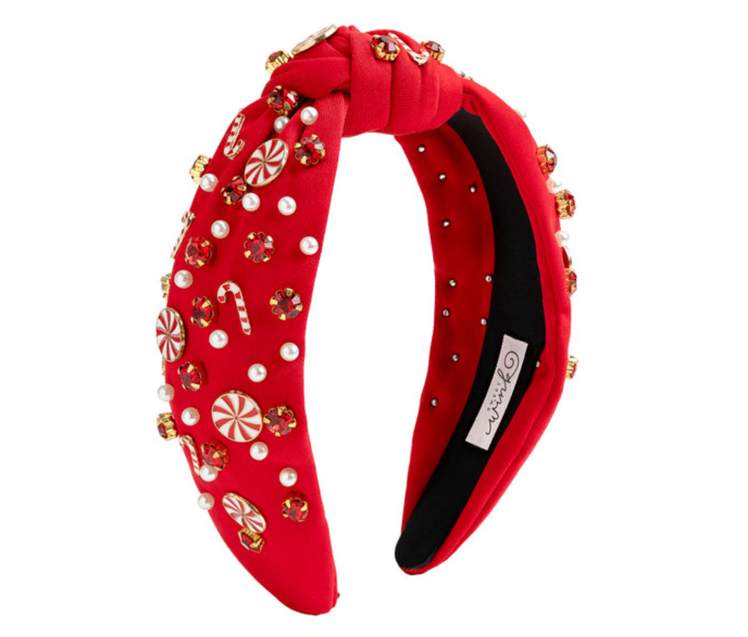 Candy Cane Swirl Christmas Gemstone Headband - Sweet Wink