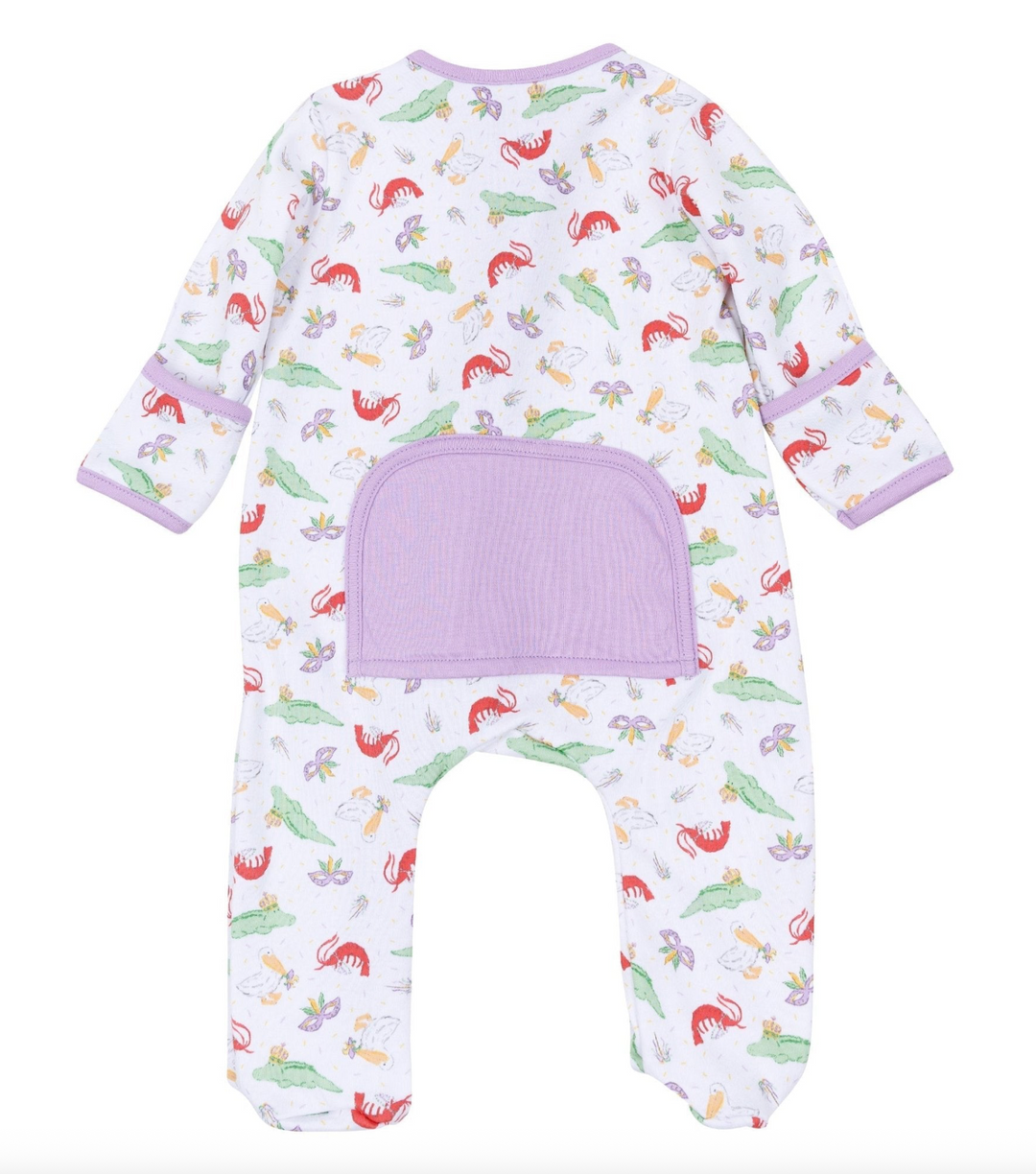 Mardi Gras Bayou Pals Print Zip Footie - Magnolia Baby