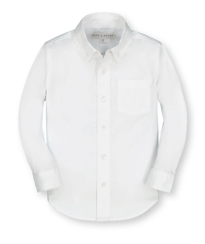Boys White Button Down Poplin Shirt - Hope & Henry