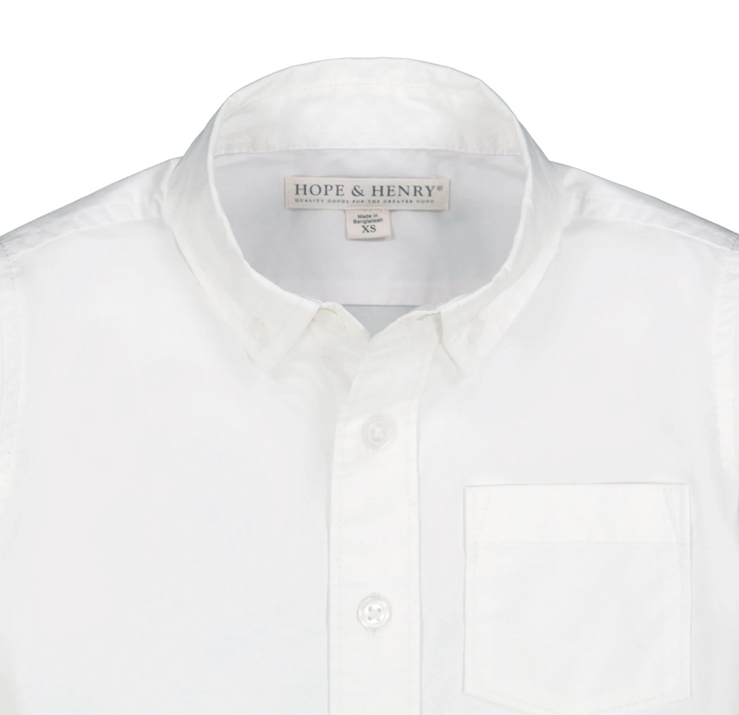 Boys White Button Down Poplin Shirt - Hope & Henry