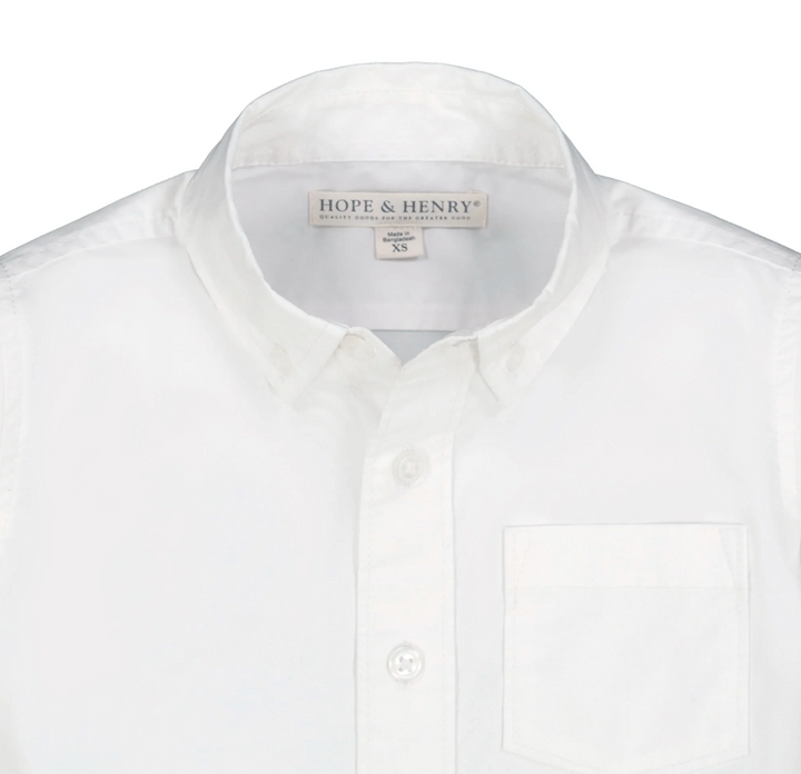 Boys White Button Down Poplin Shirt - Hope & Henry