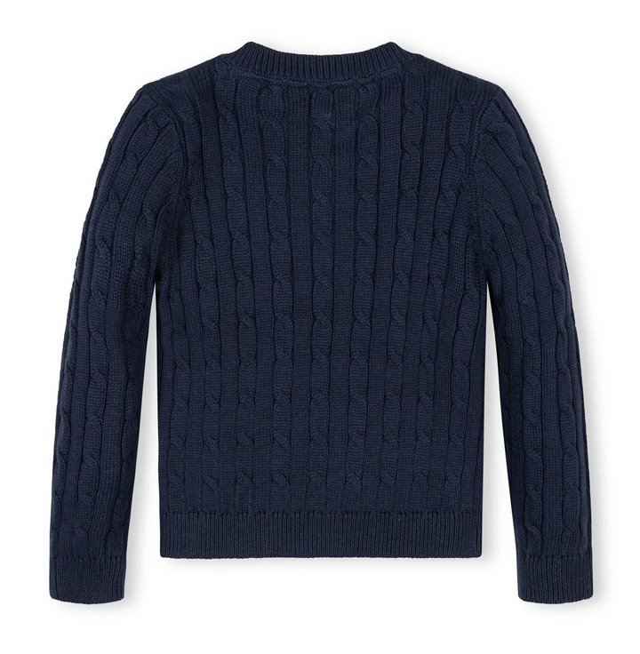 Navy Crew Neck Cable Sweater - Hope & Henry