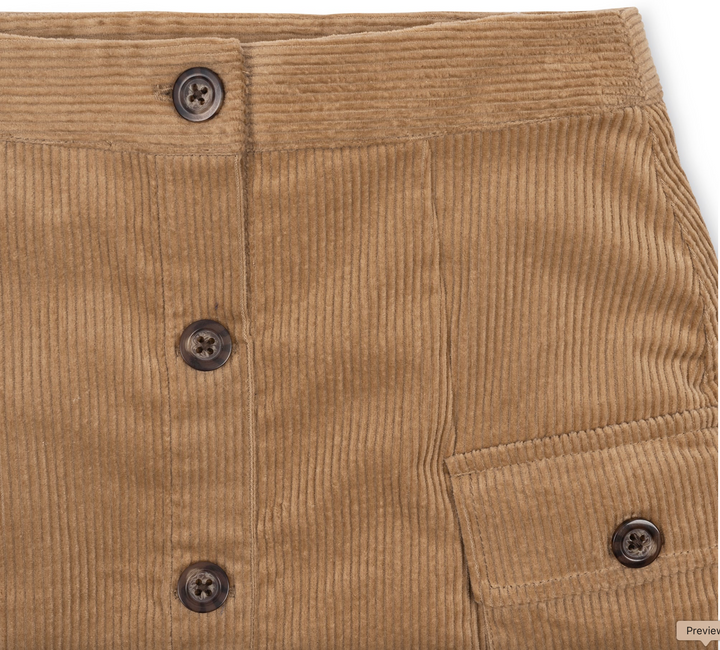 Organic Corduroy Button Front Skirt - Hope & Henry